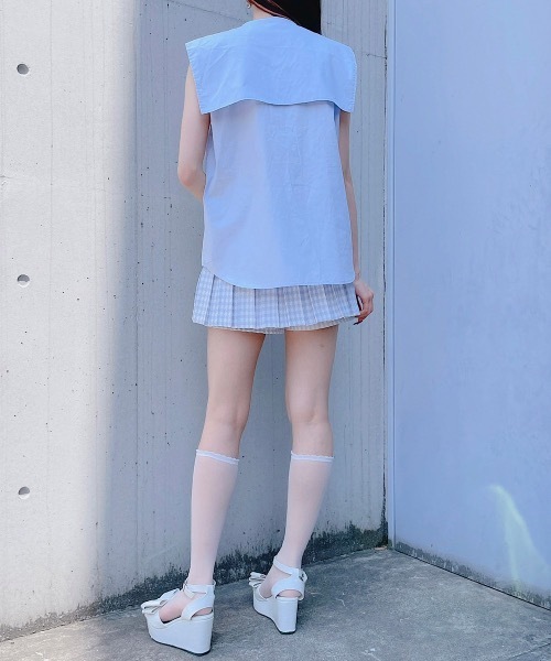 PAIN（ペイン）の「リボンセーラーシャツ（シャツ/ブラウス・レディース・ホワイト/ピンク/ブルー/ブラック・FREE）」の11枚目の写真