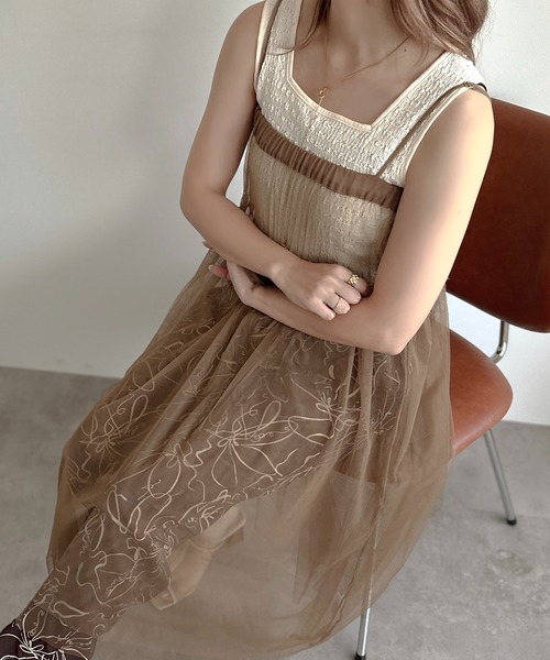apres jour clair(アプレジュールクレア)の「【apres jour clair】チュールキャミワンピース【ZOZOTOWN限定アイテム】(ワンピース・レディース・ブラウン系その他/アイボリー/ピンクベージュ・X-LARGE/フリー)」の12枚目の写真