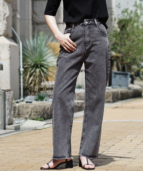 mimi♡︎デニムパンツ size24 セール】ハイウエスト ストレートデニムパンツ（デニムパンツ