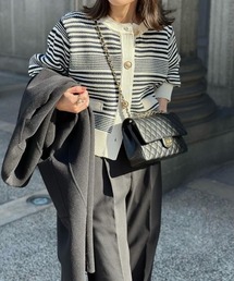 each | ボーダーツイード風ニットカーディガン(カーディガン/ボレロ)