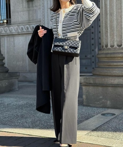 each(イーチ)の「ボーダーツイード風ニットカーディガン(カーディガン/ボレロ・レディース・ホワイト×ブラック/ブラック×ホワイト/ホワイト×ネイビー/ホワイト・FREE)」の19枚目の写真