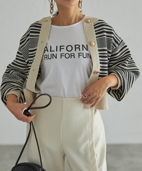 each(イーチ)の「ボーダーツイード風ニットカーディガン(カーディガン/ボレロ・レディース・ホワイト×ブラック/ブラック×ホワイト/ホワイト×ネイビー/ホワイト・FREE)」の16枚目の写真