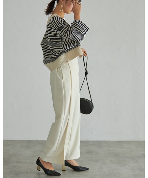 each(イーチ)の「ボーダーツイード風ニットカーディガン(カーディガン/ボレロ・レディース・ホワイト×ブラック/ブラック×ホワイト/ホワイト×ネイビー/ホワイト・FREE)」の7枚目の写真