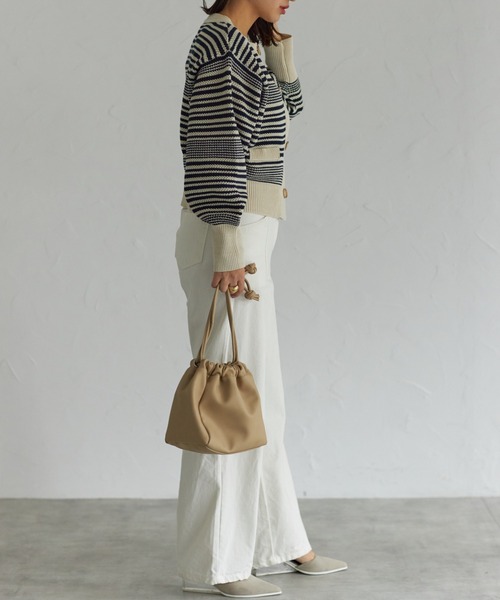 each(イーチ)の「ボーダーツイード風ニットカーディガン(カーディガン/ボレロ・レディース・ホワイト×ブラック/ブラック×ホワイト/ホワイト×ネイビー/ホワイト・FREE)」の11枚目の写真