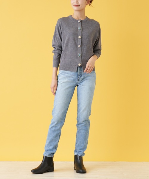 en recre（アンレクレ）の「マルチビジューカーディガン（カーディガン/ボレロ・レディース・レモンイエロー/クリアレッド/MD.GRY/LT.PINK/ダークネイビー・2）」の13枚目の写真