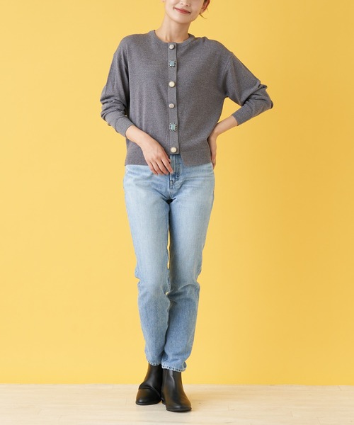 en recre（アンレクレ）の「マルチビジューカーディガン（カーディガン/ボレロ・レディース・レモンイエロー/クリアレッド/MD.GRY/LT.PINK/ダークネイビー・2）」の15枚目の写真