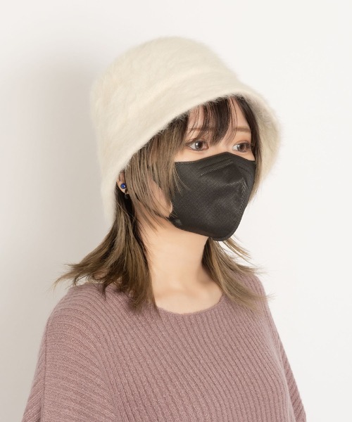 polka polka(ポルカポルカ)の「ふわふわシャギー バケットハット(ハット・レディース・ブラック/アイボリー・FREE)」の1枚目の写真