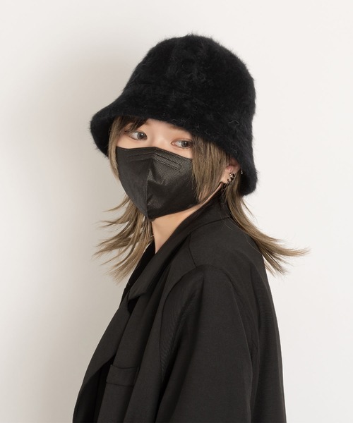 polka polka(ポルカポルカ)の「ふわふわシャギー バケットハット(ハット・レディース・ブラック/アイボリー・FREE)」の2枚目の写真