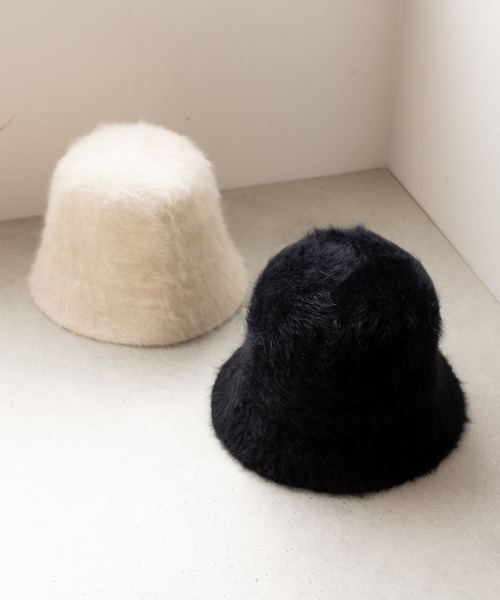 polka polka(ポルカポルカ)の「ふわふわシャギー バケットハット(ハット・レディース・ブラック/アイボリー・FREE)」の3枚目の写真