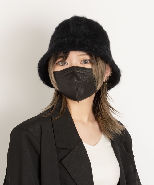 polka polka(ポルカポルカ)の「ふわふわシャギー バケットハット(ハット・レディース・ブラック/アイボリー・FREE)」の5枚目の写真