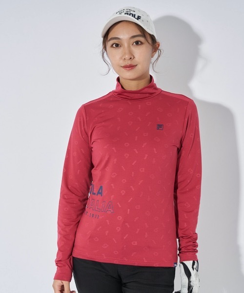FILA GOLF（フィラゴルフ ）の「【FILA GOLF:フィラゴルフ】レディース長袖モックネックシャツ　ゴルフ（シャツ/ブラウス・レディース・レッド/オフホワイト/ブラック・LARGE/MEDIUM/X-LARGE）」の3枚目の写真