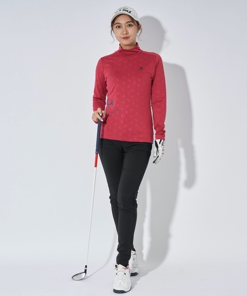 FILA GOLF（フィラゴルフ ）の「【FILA GOLF:フィラゴルフ】レディース長袖モックネックシャツ　ゴルフ（シャツ/ブラウス・レディース・レッド/オフホワイト/ブラック・LARGE/MEDIUM/X-LARGE）」の12枚目の写真