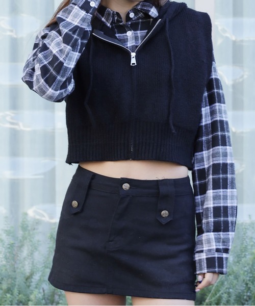 ROOPTOKYO（ループトウキョウ）の「▲ショート丈フルジップニットベスト（ベスト・レディース・ホワイト/ライトブラウン/グレー/ブラック・FREE）」の8枚目の写真