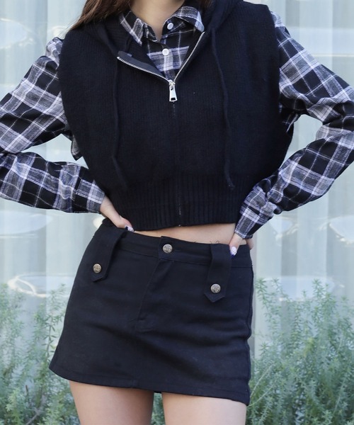 ROOPTOKYO（ループトウキョウ）の「▲ショート丈フルジップニットベスト（ベスト・レディース・ホワイト/ライトブラウン/グレー/ブラック・FREE）」の7枚目の写真