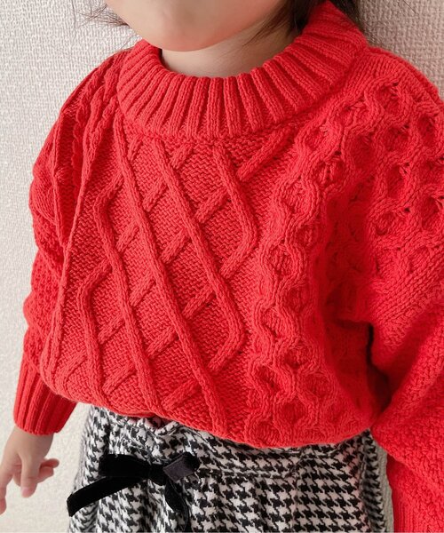 apres les cours(アプレレクール)の「【洗える・ケーブル編み】イロドリニット(ニット/セーター・キッズ・イエロー/ラベンダー/アイボリー/レッド・90/110/130/120/140/100/80)」の20枚目の写真