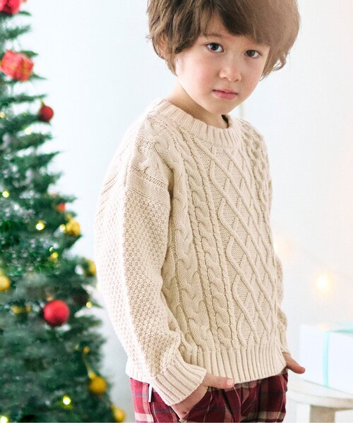 apres les cours(アプレレクール)の「【洗える・ケーブル編み】イロドリニット(ニット/セーター・キッズ・イエロー/ラベンダー/アイボリー/レッド・90/110/130/120/140/100/80)」の5枚目の写真