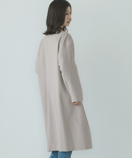 Filomo（フィローモ）の「[Filomo]カシミヤブレンドウールノーカラーロング（ノーカラージャケット・レディース・ブラック/グレイッシュベージュ/ネイビー・M/L）」の20枚目の写真
