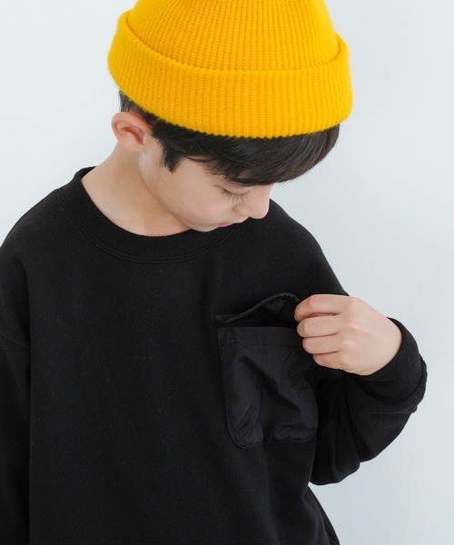 coca（coca）（コカ）の「キッズ　ストレッチフリースポケット付きトップス（スウェット・キッズ・ブラック/カーキ・120/140/110/130）」の9枚目の写真