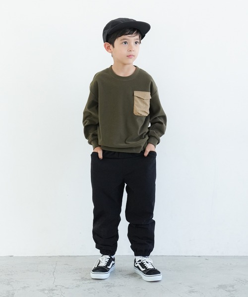 coca（coca）（コカ）の「キッズ　ストレッチフリースポケット付きトップス（スウェット・キッズ・ブラック/カーキ・120/140/110/130）」の12枚目の写真