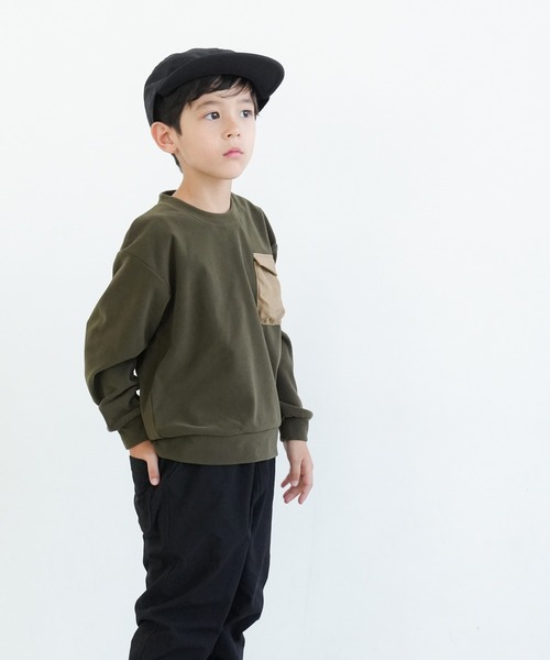 coca（coca）（コカ）の「キッズ　ストレッチフリースポケット付きトップス（スウェット・キッズ・ブラック/カーキ・120/140/110/130）」の13枚目の写真