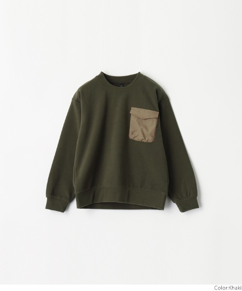 coca（coca）（コカ）の「キッズ　ストレッチフリースポケット付きトップス（スウェット・キッズ・ブラック/カーキ・120/140/110/130）」の6枚目の写真