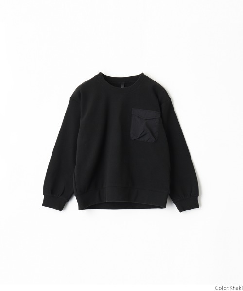 coca（coca）（コカ）の「キッズ　ストレッチフリースポケット付きトップス（スウェット・キッズ・ブラック/カーキ・120/140/110/130）」の7枚目の写真