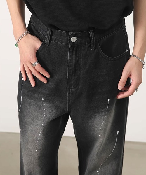 mnml splash denim スプラッシュ ペイント デニムパンツ a-freeshop_m1-splash-denim-blue