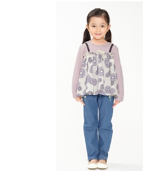 Moujonjon（ムージョンジョン）の「お花刺繍デニムパンツ（デニムパンツ・キッズ・ネイビー・130/140/90/110/120/100）」の16枚目の写真