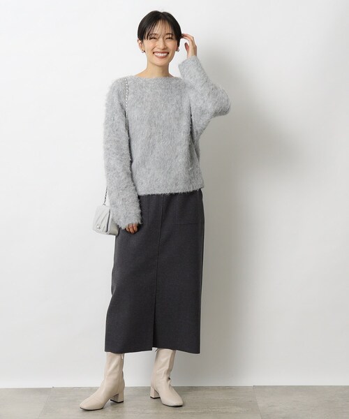 OPAQUE.CLIP（オペークドットクリップ）の「◆≪S-LLsize≫ ウールライク ジャージタイトスカート【洗濯機洗い可】（スカート・レディース・チャコールグレー/グレー/ナチュラル・40/38/42/36）」の5枚目の写真