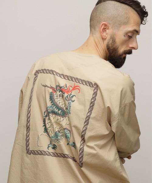 Schott(ショット)の「Schott/ショット/DABO SHIRT "DRAGON"/ダボシャツ "ドラゴン"(シャツ/ブラウス・メンズ・ベージュ/ホワイト・M/L/XL)」の1枚目の写真