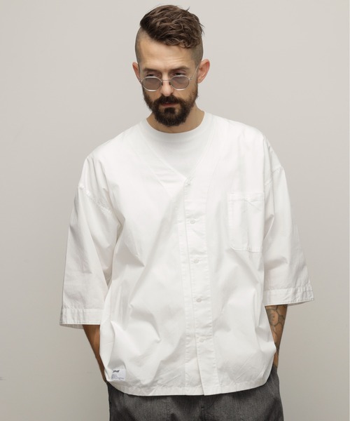 Schott(ショット)の「Schott/ショット/DABO SHIRT "DRAGON"/ダボシャツ "ドラゴン"(シャツ/ブラウス・メンズ・ベージュ/ホワイト・M/L/XL)」の4枚目の写真