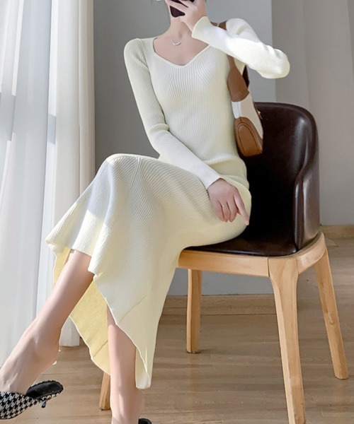 Miniministore（ミニミニストア）の「ニットワンピース ロングマーメイドワンピ（ワンピース・レディース・アイボリー/ブラック・フリー）」の10枚目の写真