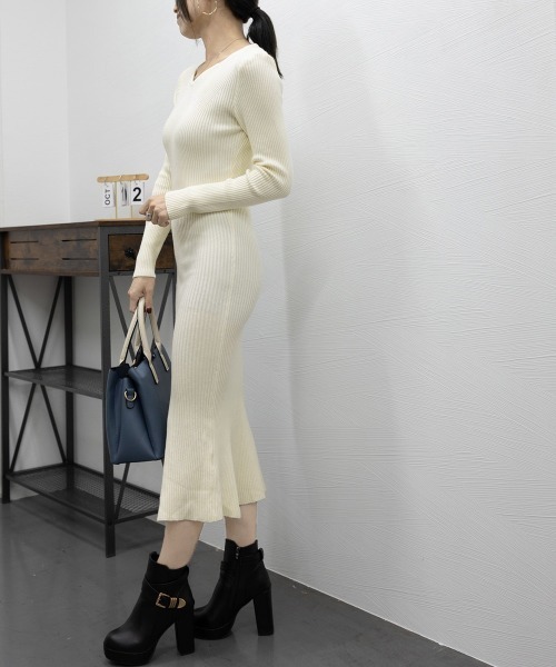 Miniministore（ミニミニストア）の「ニットワンピース ロングマーメイドワンピ（ワンピース・レディース・アイボリー/ブラック・フリー）」の12枚目の写真