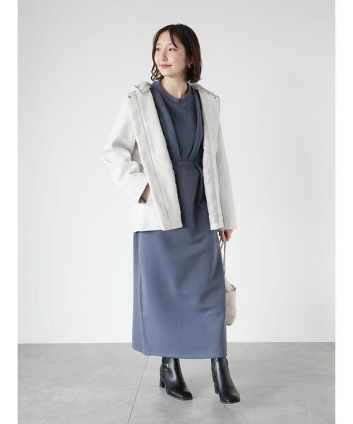 Te chichi TERRASSE（テチチテラス）の「裏起毛タックワンピース（ワンピース・レディース・ブラック/ブルー/オフホワイト・F）」の7枚目の写真