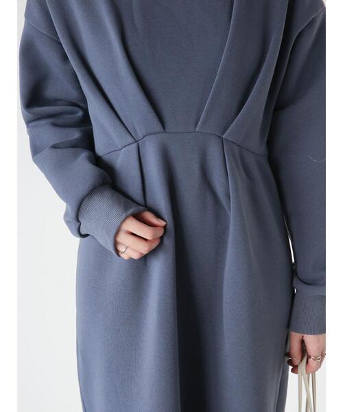 Te chichi TERRASSE（テチチテラス）の「裏起毛タックワンピース（ワンピース・レディース・ブラック/ブルー/オフホワイト・F）」の12枚目の写真