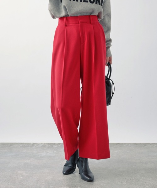 BARNYARDSTORM（バンヤードストーム）の「BARNYARDSTORM / ダブルクロス裏起毛ワイドパンツ【WEB限定サイズL】（スラックス・レディース・モカ/レッド/ブラック・0/1/2）」の7枚目の写真