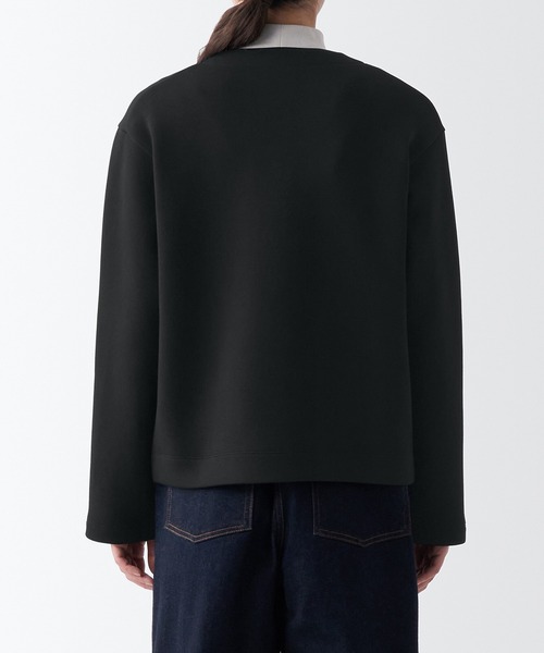 セール】婦人 二重編みクルーネックスウェットカーディガン