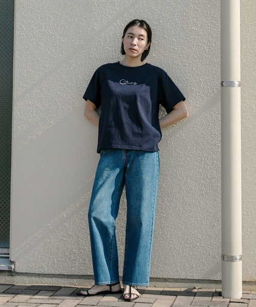 select MOCA（セレクトモカ）の「ロゴ刺繍Tシャツ（Tシャツ/カットソー・レディース・ネイビー/ブラック/オフホワイト・FREE）」の5枚目の写真