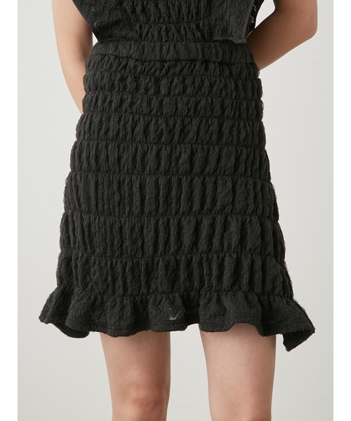 SNIDEL（スナイデル）の「シャーリングミニスカート（スカート・レディース・ライトブルー/アイボリー/ブラック・1/0）」の4枚目の写真