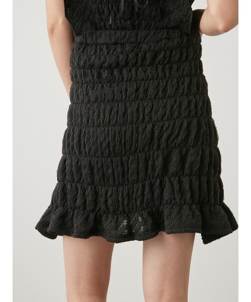 SNIDEL（スナイデル）の「シャーリングミニスカート（スカート・レディース・ライトブルー/アイボリー/ブラック・1/0）」の5枚目の写真