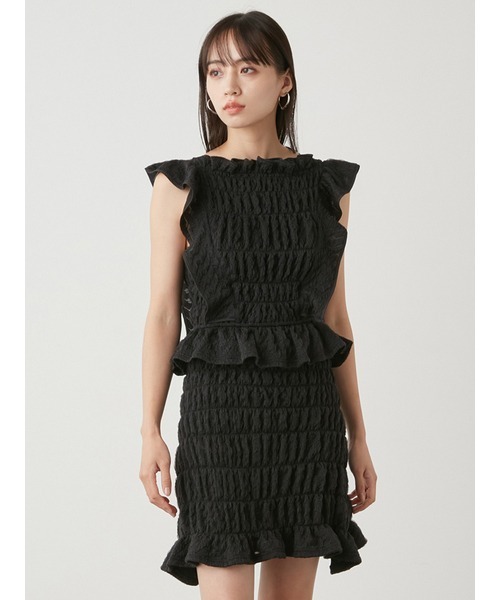 SNIDEL（スナイデル）の「シャーリングミニスカート（スカート・レディース・ライトブルー/アイボリー/ブラック・1/0）」の9枚目の写真