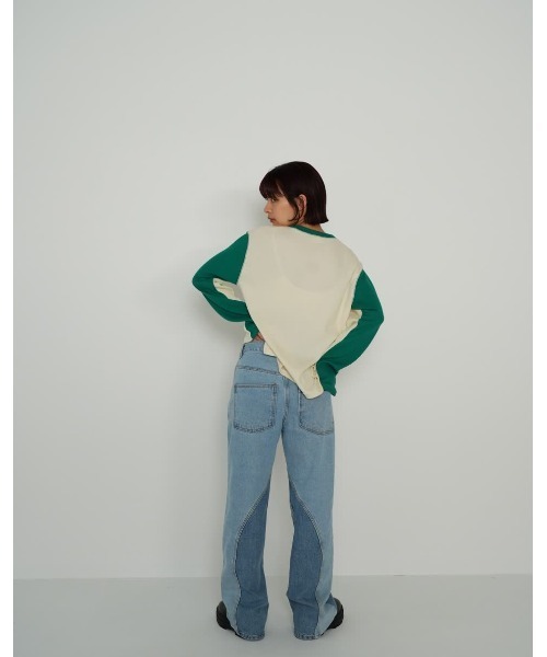 Enewd nina(エニュードニーナ)の「【ZOZO限定】バイカラー ライン リブ トップス ロンT カットソー ツートーン(Tシャツ/カットソー・レディース・アイボリー/ブルー/ブラック・FREE)」の7枚目の写真