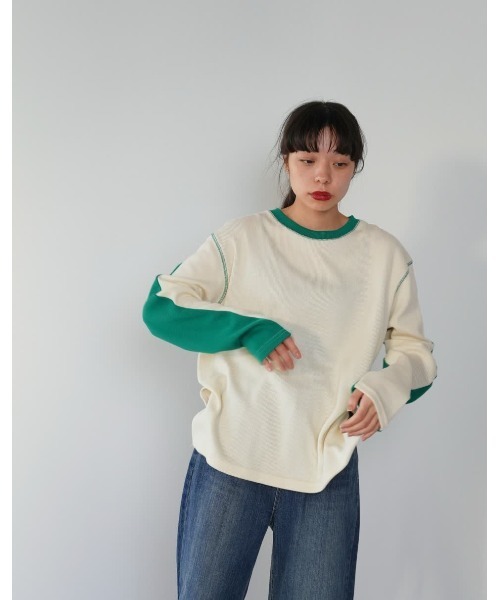 Enewd nina(エニュードニーナ)の「【ZOZO限定】バイカラー ライン リブ トップス ロンT カットソー ツートーン(Tシャツ/カットソー・レディース・アイボリー/ブルー/ブラック・FREE)」の15枚目の写真
