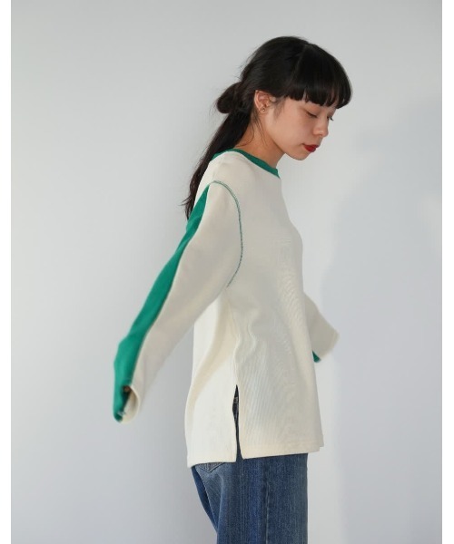 Enewd nina(エニュードニーナ)の「【ZOZO限定】バイカラー ライン リブ トップス ロンT カットソー ツートーン(Tシャツ/カットソー・レディース・アイボリー/ブルー/ブラック・FREE)」の16枚目の写真