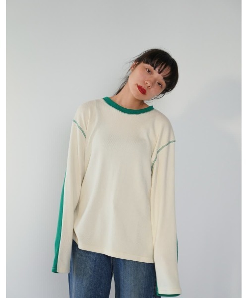 Enewd nina(エニュードニーナ)の「【ZOZO限定】バイカラー ライン リブ トップス ロンT カットソー ツートーン(Tシャツ/カットソー・レディース・アイボリー/ブルー/ブラック・FREE)」の18枚目の写真
