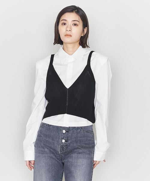 ASTRAET（アストラット）の「＜ASTRAET＞リブ アイレット ニットキャミソール（キャミソール・レディース・ホワイト/ブラック・FREE）」の2枚目の写真