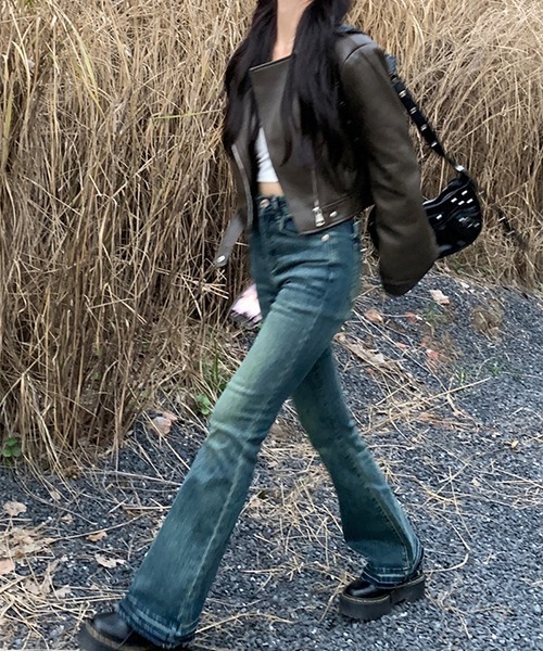 gossip！ロサンゼルス（ゴシップロサンゼルス）の「合成皮革クロップドライダースジャケット（ライダースジャケット・レディース・ブラック/ブラウン・L/M/S/XL）」の19枚目の写真