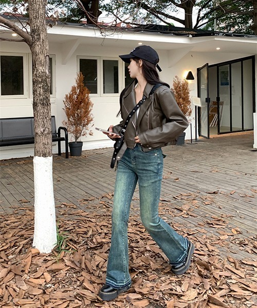 gossip！ロサンゼルス（ゴシップロサンゼルス）の「合成皮革クロップドライダースジャケット（ライダースジャケット・レディース・ブラック/ブラウン・L/M/S/XL）」の20枚目の写真