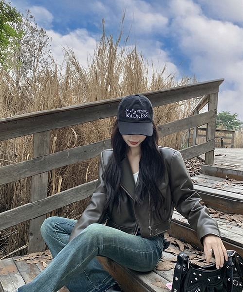 gossip！ロサンゼルス（ゴシップロサンゼルス）の「合成皮革クロップドライダースジャケット（ライダースジャケット・レディース・ブラック/ブラウン・L/M/S/XL）」の16枚目の写真