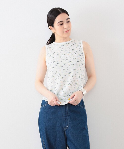 BEAMS BOY(ビームスボーイ)の「BEAMS BOY / フラワー サーマル ノースリーブ(タンクトップ・レディース・イエロー/オフホワイト・ONE SIZE)」の11枚目の写真